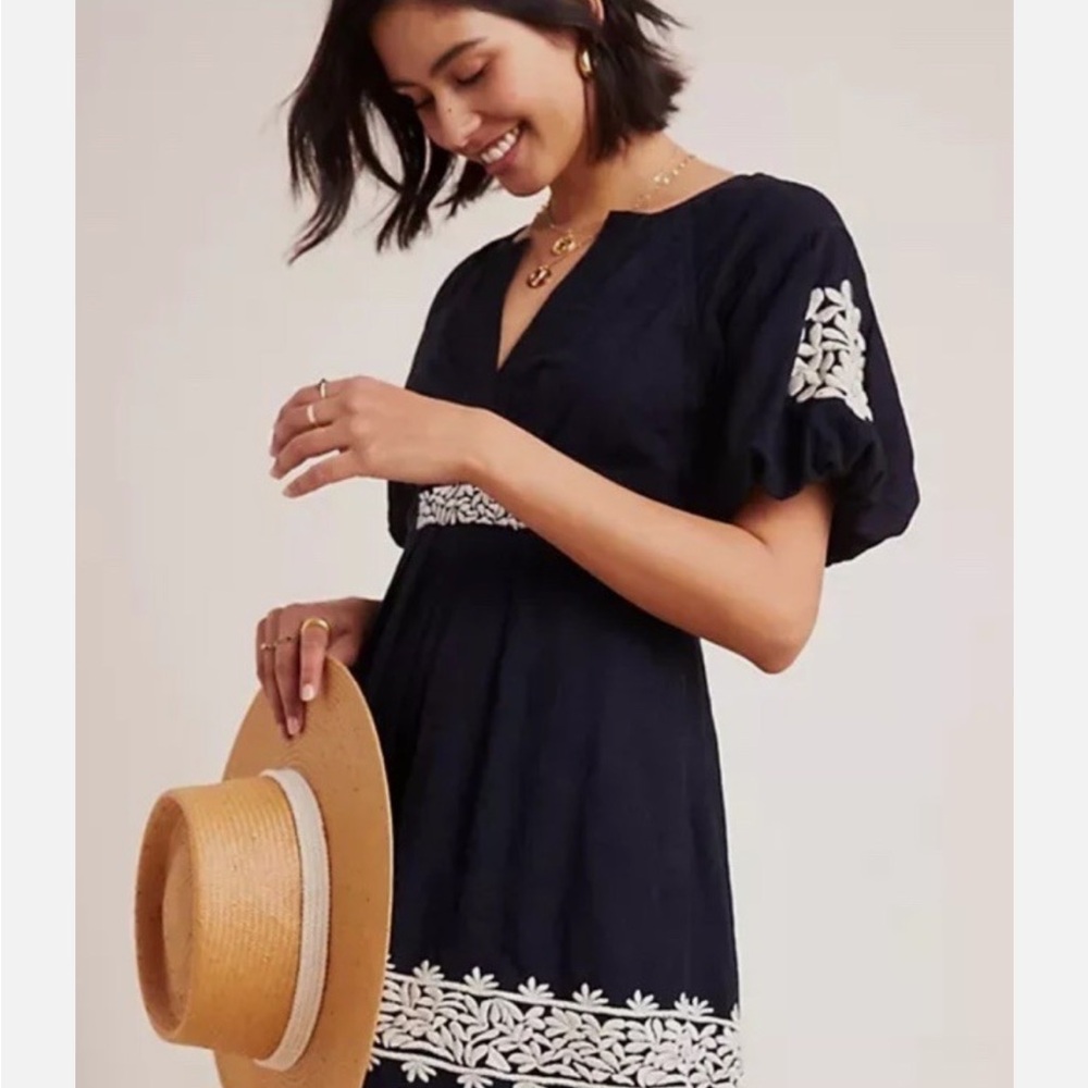 Navy Embroidered Swim Cover-Up